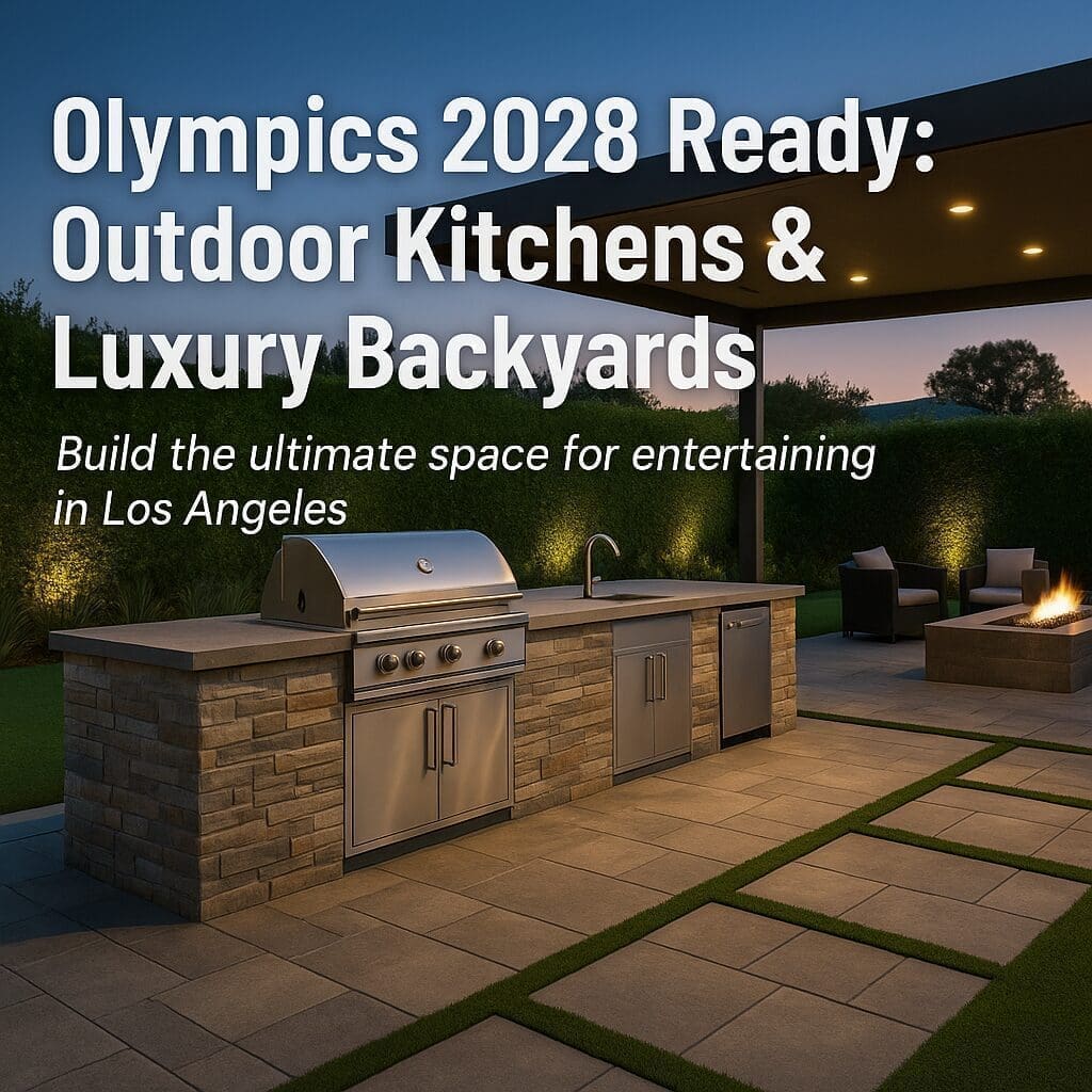 Future-proof your Los Angeles backyard for the 2028 Olympics with luxury outdoor kitchens, pools, pavers, turf, and smart designs built to last.