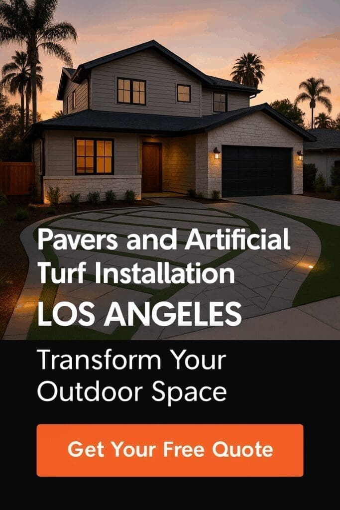 Pavers in driveway and LED lighting in Tarzana